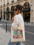 geanta tote din panza canvas blooming flowers