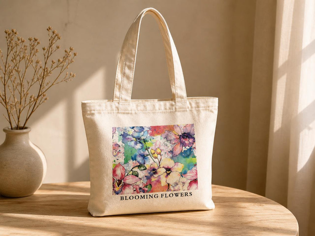 geanta tote din panza canvas blooming flowers 3