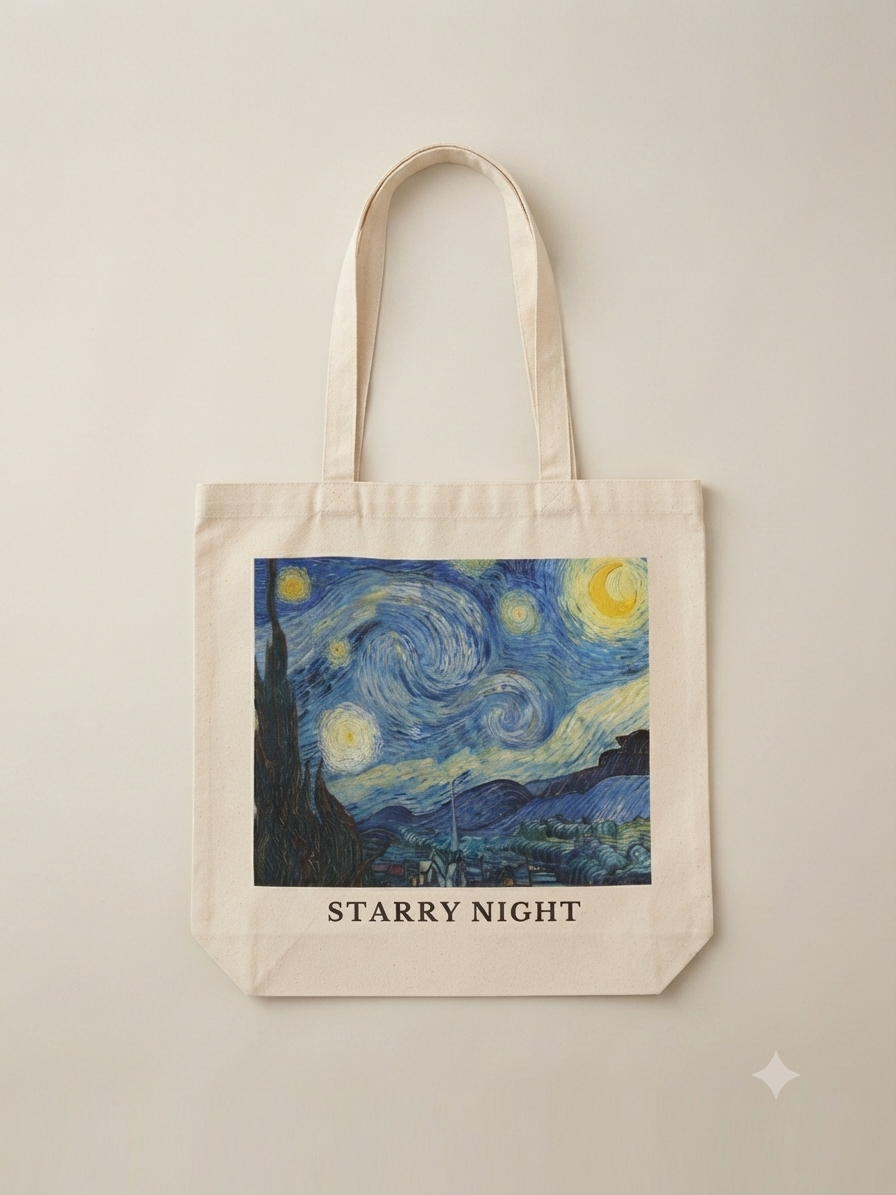 geanta tote din panza canvas starry night 2