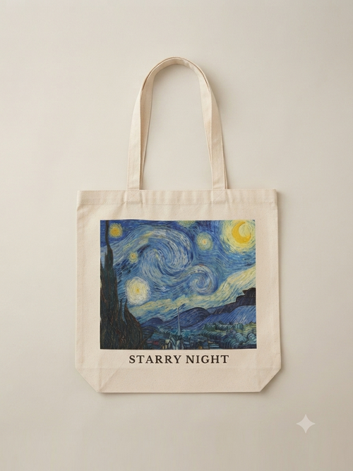 geanta tote din panza canvas starry night 2