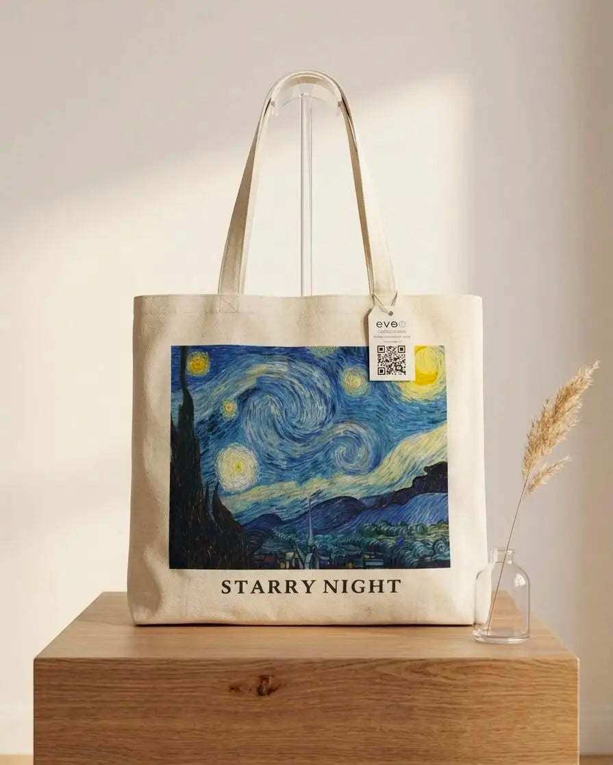 geanta tote din panza canvas starry night 4