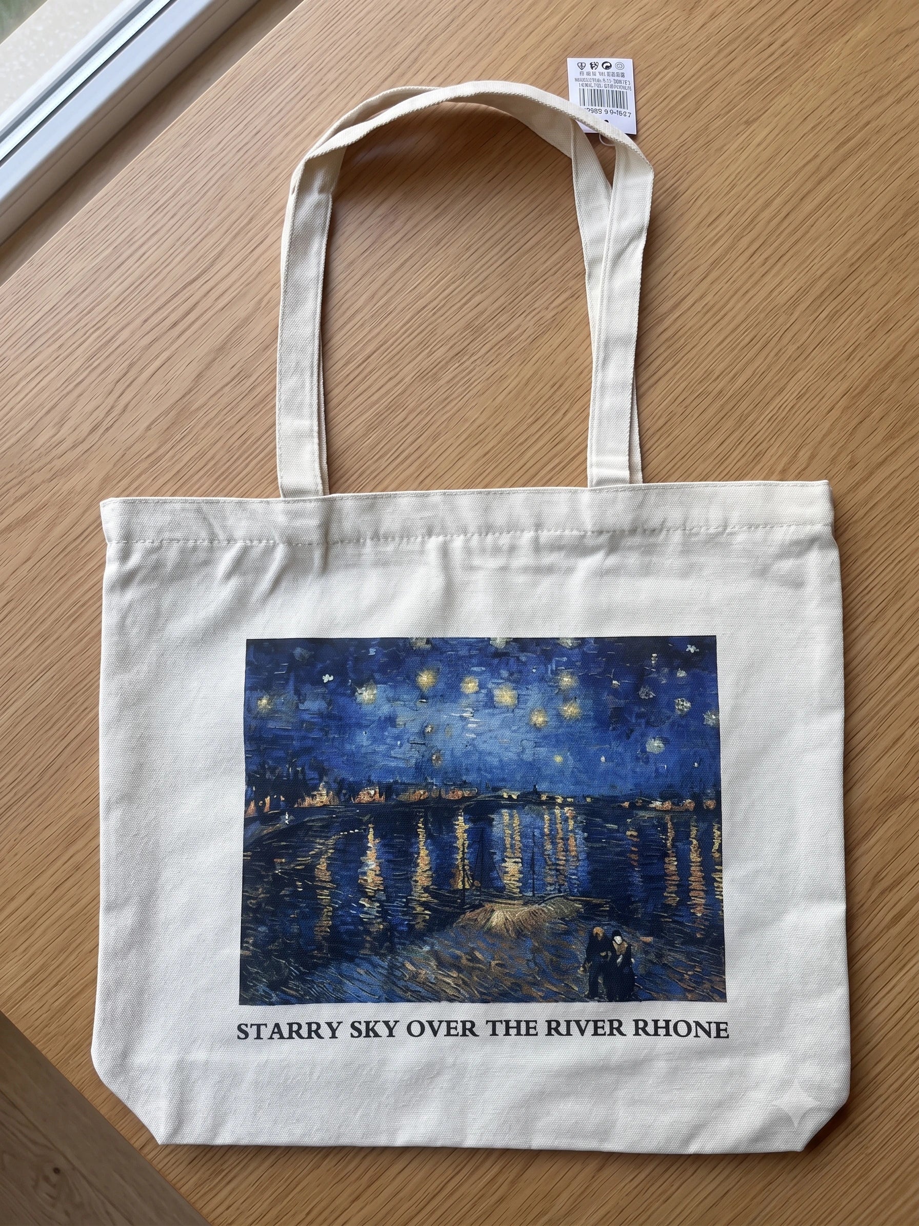 geanta tote din panza canvas starry sky over the river rhone 4